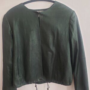 Worth Petite Vintage Leather Women's Shimmer Evergreen Jacket~ Size Medium
